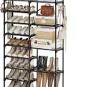 WOWLIVE 9 Tiers Shoe Rack Shoe Storage Shoe Organizer 30-35 Pairs Shoe Tower Unit Shelf Durable Metal Pipes with Plastic Connectors Stackable Cabinet Black(SSS2B9)