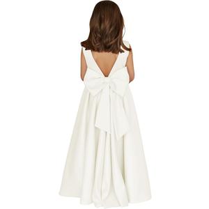 Flower Girl Dress Satin Knee-Lenght Toddler Dresses Elegant Formal Princess Dress for Wedding First Communion White 130