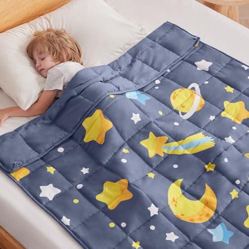 Anfie Weighted Blanket(40"x60" 7lbs) Weighted Blanket Cooling Blanket for Resting,Throw Size Breathable Blanket with Premium Glass Bead(Grey Moon)
