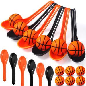 12 Pack Basketball Theme Birthday Party Game Ball and Spoon Relay Race Toy Set for Kids Adults Field Day Egg Spoon and Race Game for Sports Party Indoor Outdoor School Supplies(Orange)