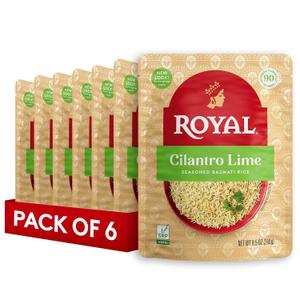 Royal Cilantro Lime Basmati Rice - Ready to Heat Basmati Rice - (6 Pack) 8.5 oz Microwaveable Pouch