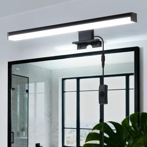 15.4" Plug in Bathroom Light Fixtures Matte Black Vanity Lights,7W LED Picture Light 3 Installation Methods 6700K White-Light Vanity Light Bar Wall Sconce for Bedroom/Living Room/Kitchen