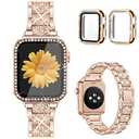 Mesime Compatible for Apple Watch Band with Screen Protector Case, Jewelry Replacement Bands 46mm 45mm 44mm 42mm 41mm 40 mm 38mm 2 Pack Protective Cover for iWatch Series 11/10/9/8/7/6/5/4/3/2/1/SE Women