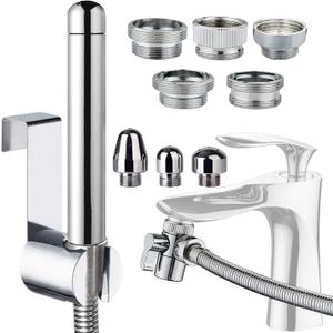 Handheld Shower with Faucet Douche Attachments, Shower 3 Heads in Aluminium - with Faucet Splitter, 59 inch Hose and Hook up Toilet or Wall Mount