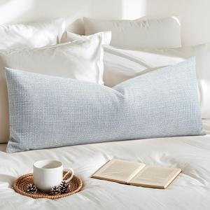 OTOSTAR Linen Throw Pillow Cover Set of 1 Decorative Long Lumbar Pillowcase Rectangle Cushion Cover 14x36 Inch for Home Decor Sofa Bedroom Car 35 x 90CM Blue Grey