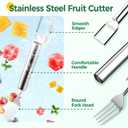 [4 Packs] 2-in-1 Stainless Steel Fruit Cutter and Fork, Dual Head Watermelon Fork Slicer Cutter Tool, Multifunctional Fruit Cutting Tool Kitchen Gadgets for Family Parties Camping