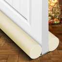 Under Door Draft Stopper Door, Sweep Weather Stripping, Double Sided Windproof Seal Noise Blocker Window Breeze Blocker, Adjustable 30'' to 36'' Gap Filler, Beige