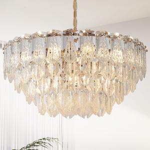 Gold Chandelier 24" 6-Tier K9 Crystal Modern 12 Lights
Chandelier Luxury Hanging Lighting for Living Room Dining Room Bedroom Foyer Entryway, E12