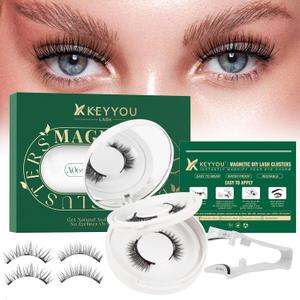 KEYYOU Reusable Magnetic Eyelashes 2 Pair with Applicator No Glue Needed 3D Natural Magnetic Lashes, Easy to Apply & Long Lasting for Daily Use & Events(A06+A09)