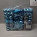 Ogrmar 119ct Christmas Tree Ball Ornaments Set Assorted Shapes and Sizes Shatterproof Hanging Decoration with Hand-held Gift Package for Christmas Tree Holiday Wedding Party (Blue)