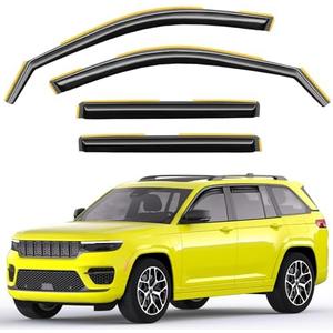 Deejecsun in-Channel Window Rain Guards Fit for Jeep Grand Cherokee 2-Row 2022 2023 2024 2025 (Not for L,Not for 3-Row) Extra Durable Window Deflectors Vent Visors Shades Visors Rain Guards -4 pcs