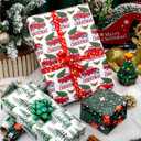 2 x Afucus Christmas Wrapping Paper, 3 Mini Rolls, Christmas Tree Pickup and Berries Design Gift Wrapping Paper Rolls for Birthdays, Parties (17 Inch X 120 Inch) (Christmas-Red Green)