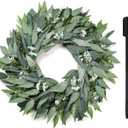 26" Eucalyptus Wreath for Front Door - Large Artificial Greenery Outdoor Wreath with A Hook & DIY Decor for Porch, Window, Farmhouse, Home, Holiday Decor- Spring, Summer, Fall, All Seasons (Green)