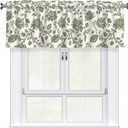 Sage Green Floral Valances for Windows Traditional Flowers Print Kitchen Curtain Farmhouse Country Rustic Valance with Rod Pocket Light Filtering Polyester Valance 54 x 18 Inch, 1 Pack