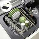 HAYAWEY Dish Drying Rack-Large Stainless Steel Dish Drainer Over The Sink for Kitchen Countertop with Utensil Holder and Silicone Drying Mat(Gold, in Sink, 24.2'*13.2')