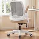 NEO CHAIR Office Desk Gaming Ergonomic Computer Chair with Lumbar Back Support Adjustable Height Swivel Rolling Wheels Flip-up Arms Mesh Chair for Home Vanity (Beige)