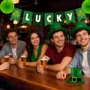 3 x St Patricks Day Decorations Pre-Assembled Shamrock Lucky Banner Garlands Clover Hanging Swirls Irish Decor for Home Saint Patrick Party Supplies