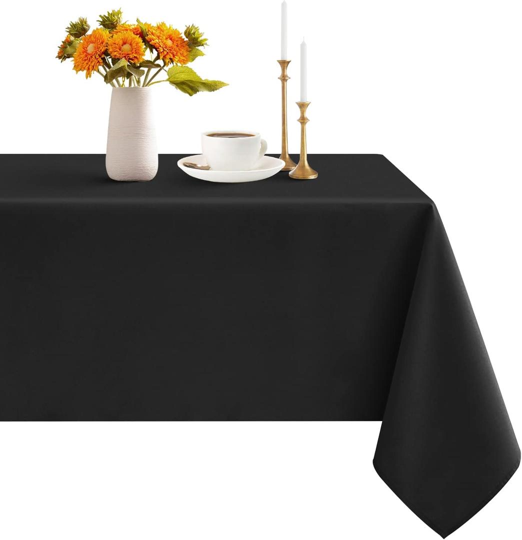 Romanstile Rectangle Tablecloth - Waterproof and Wrinkle Resistant Washable Polyester Table Cloth for Kitchen Dining/Party/Wedding Indoor and Outdoor Use (60 x 84 inch,Black)
