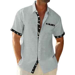 Men's Casual Short Sleeve Button Down Shirt Summer Beach Shirt Vacation Shirt with Pocket (M)