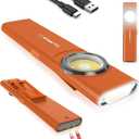 klarus E5 Pocket Flashlight, Rechargeable EDC Flashlight, Super Slim 4.2x1x0.3inch, 600 Lumens, USB-C Port, IPX4, Dual Light Source with Magnetic Base, Hat & Clothes Clip - Orange