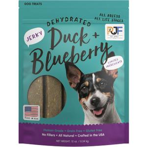 Pet Jerky Factory Premium Duck and Blueberry 12 oz. Dog Jerky Treats | 100% Human Grade | USA Made | High Protein | Grain Free | Limited Ingredients | No Filler | BHA-BHT Free | Soft-Tender