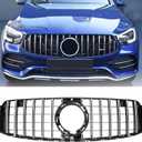 Chrome For 2020 2021 2022 Mercedes-Benz GLC-Class GLC 300/300e/350e/43 AMG SUV&Coupe With AMG Package Front Bumper Grille GT Style Center Grill