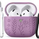 KOREDA for AirPods 4 Case Cover 2024 with Cleaner Kit, 3D Floral Embossed Soft Silicone Protective Case for Apple AirPods 4th Generation 3 Pack