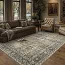 PureCozy Brown Area Rug 7x9 Vintage Traditional Distressed