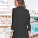 Women Casual Lightweight Cardigan 3/4 Sleeve Draped Open Front Soft Cardigans with Pockets (Gray, S)