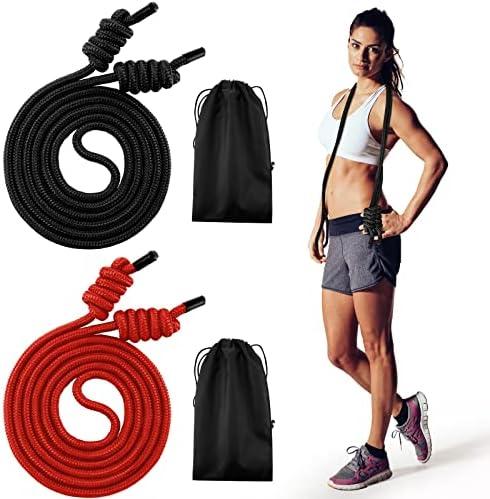 Lewtemi 2 Pcs Flow Rope for Fitness Double Woven Workout Rope Adjustable Length Flow Jump for Working out Men Women Training Exercise Gym Indoor Outdoor Beginner, 9 ft