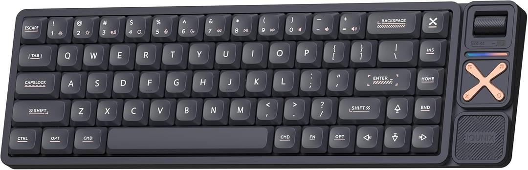 IQUNIX Magi65 Pro Low Profile Mechanical Keyboard Wireless 65% Keyboard Ultra Slim for Creamy Typing, Hot Swappable, RGB Backlit, PBT Keycaps, Aluminum Case, BT/2.4G/USB-C, Mac/Windows (Shadow Black)