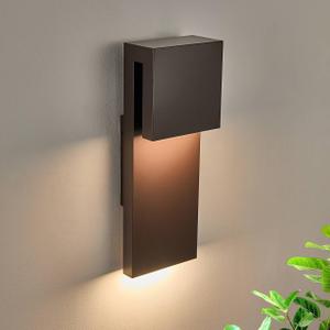 Modern Outdoor Indoor Integrated LED Wall Sconce, 2-Light Total 17W,Bronze Finish,1600 Lumens,3000 Kelvin,90 CRI, Dimmable,Input 120-277V,Weatherproof for Global Front Porch Decor Use.