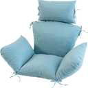 Egg Chair Cushion with 8 Securing Straps, Water-Repellent & Fade-Resistant Faux Linen, Removable Cover, Replacement Cushion for Most Single Outdoor Hanging Swing Egg Chairs Teal
