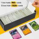 AZEN 12 Pack Trading Card Storage Box, Hold 11000+ Standard Trading Cards, Cardboard Storage Box with 20 Dividers and 12 Labels for Sports TCG Magic Mtg Card