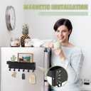 VIS'V Magnetic Key Holder Wall Mount, Compact Metal Key Rack with Tray, 6 Hooks, 2 Mount Options, Black