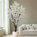 6ft Tall Cherry Blossom Artificial Tree, Handmade White Cherry Tree, Fake Flower Faux Silk Leaves Plant, Artificial Plants for Home Office Indoor Outdoor Party Wedding Christmas Decor