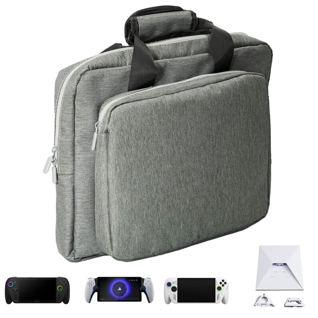 Travel Case for Xbox Rog Ally & Starlink Mini, Universal Protective Carrying Bag for Outdoor Camping, Waterproof Dustproof Shockproof Travel Storage Bag for Xbox ROG Ally X & Starlink Mini-Grey