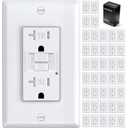 40 Pack GFCI Outlet 20 Amp, Tamper Resistant (TR), Ultra Slim Self-Test GFI Receptacles with LED Indicator, Ground Fault Circuit Interrupter, Decor Wallplate Included, UL Listed, White