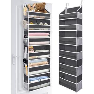 ULG Over The Door Organizer with 6 Large Pockets 12 Side Pockets, 50lbs Weight Capacity Door Hanging Organizer for Bedroom, Bathroom, Pantry, Nursery Storage, Dark Gray