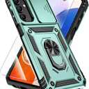 SunStory Phone Case for Samsung Galaxy A15 5G Case with HD Screen Protector & Slide Camera Cover & Rotated Ring Kickstand, [Military-Grade] Phone Case for Galaxy A15 5G (Green)