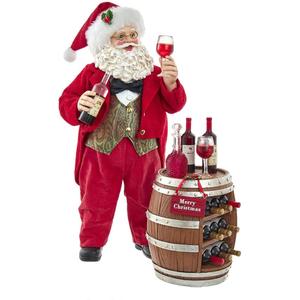 Kurt S. Adler 10.5-Inch Fabriché Wine Tasting Santa, 2 Piece Set