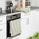 Jacquotha Green Striped Hand Towels for Kitchen, Vintage Bathroom Decor, Natural Cotton Tea Towel, 14 x 29