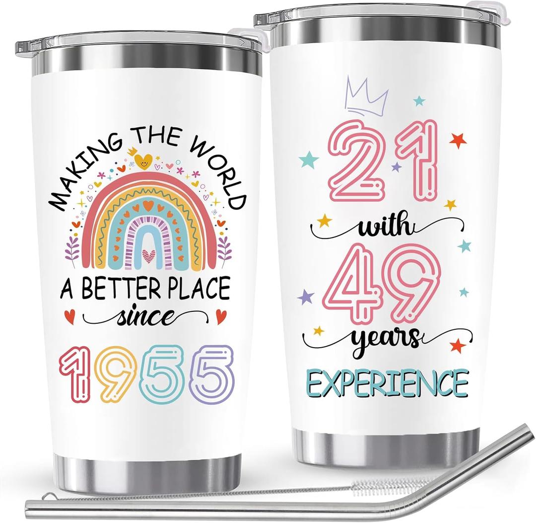 70th Birthday Gifts for Women - 1955 Tumbler for Her, 70 Years Old Gift Idea, Mom Seventy Tumbler 20OZ