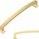 Amerdeco 10 Pack Brushed Gold Cabinet Pulls 10 Inch(254MM) Hole Center Gold Drawer Pulls Cabinet Hardware Kitchen Cabinet Handles for Bathroom Dresser Pulls ZH0009