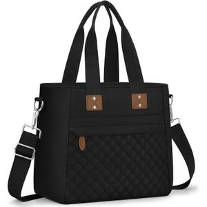 Insulated Lunch Box for Women & Men - Large Thermal Lunch Bag Women with Removable Shoulder Strap, Reusable Lunch Cooler Tote Bags Purse for Adults Work, Picnic, Hiking, Beach, Travel, LargeBlack