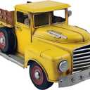 Vintage Farmhouse Yellow Truck Pickup Truck Rustic Metal Home Decor Collectible Vehicle Car Model Home Table Desktop Tabletop Gift Decoration