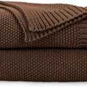 CozeCube Brown Throw Blanket for Couch, Soft Cozy Cable Knit Throw for Bed Sofa Living Room, Lightweight Warm Decorative Farmhouse Christmas Blanket, 50"x60", Dark Brown