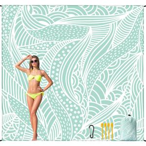 Beach Blanket Waterproof Sandproof Beach Mat for 1-8 Adults Quick Drying Durable Outdoor Picnic Mat for Beach Festival Travel Camping Hiking (LBL-Ripple, 79"108"(6 Person))