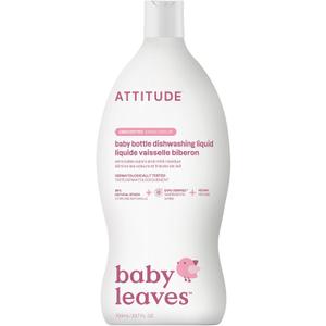 ATTITUDE Baby Bottle & Dish Soap, EWG Verified Bottle Cleaner, Fragrance Free & Dye Free, Removes Milk Residue & Grease, Vegan, Unscented, 23.7 Fl Oz