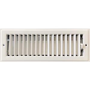 RV and Home White Stamped Steel Floor Diffuser/Register with Damper 10" X 3" (Duct Opening Size) Outside Dimension 11.5"x 4.5"